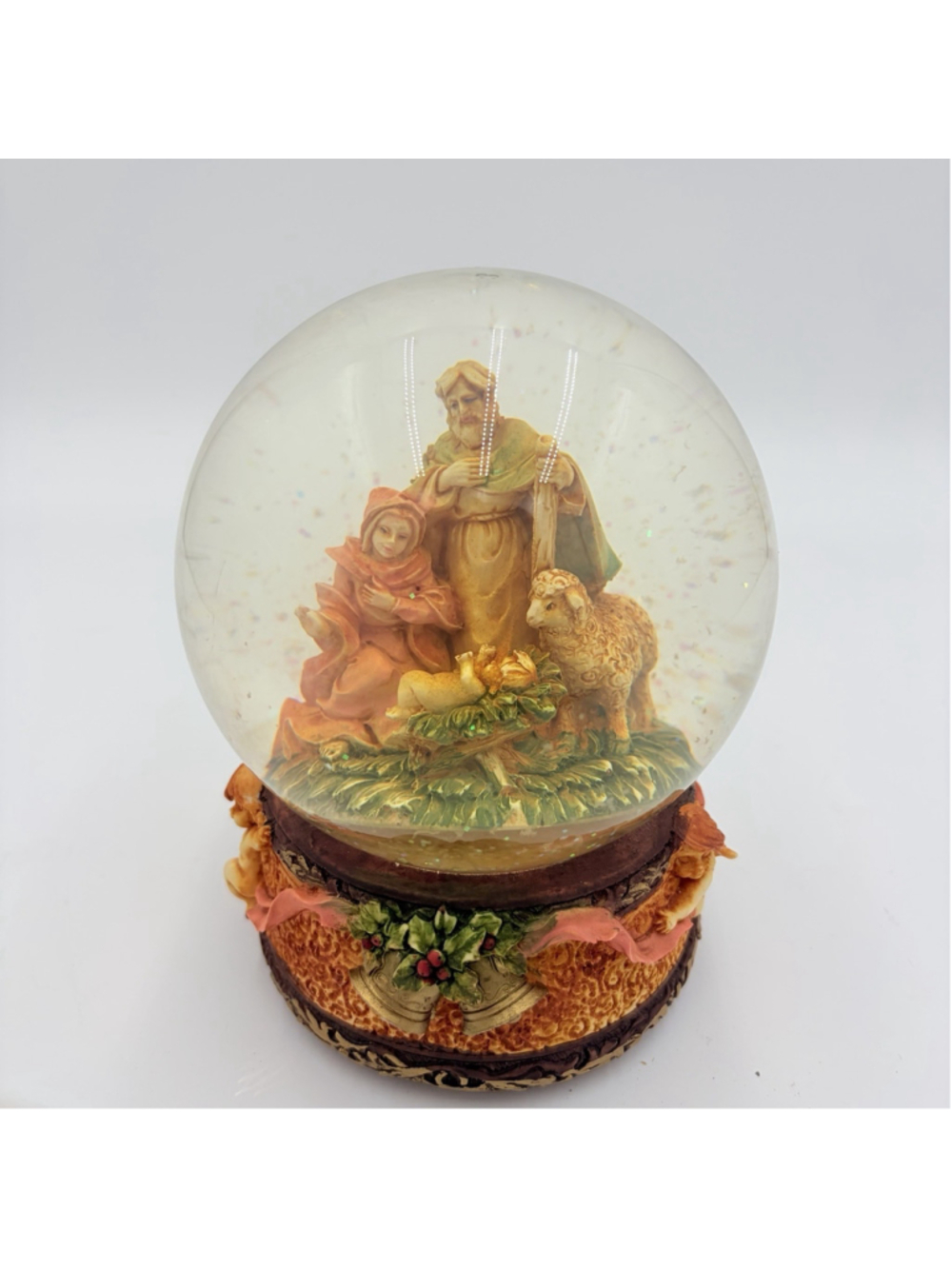 Sullivan Nativity Musical Snow Globe Silent Night Holy Family Taiwan